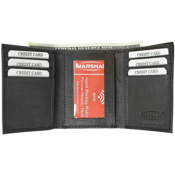 Mens Leather Flipout ID Wallet Bifold Trifold Hybrid by Marshal wallet 